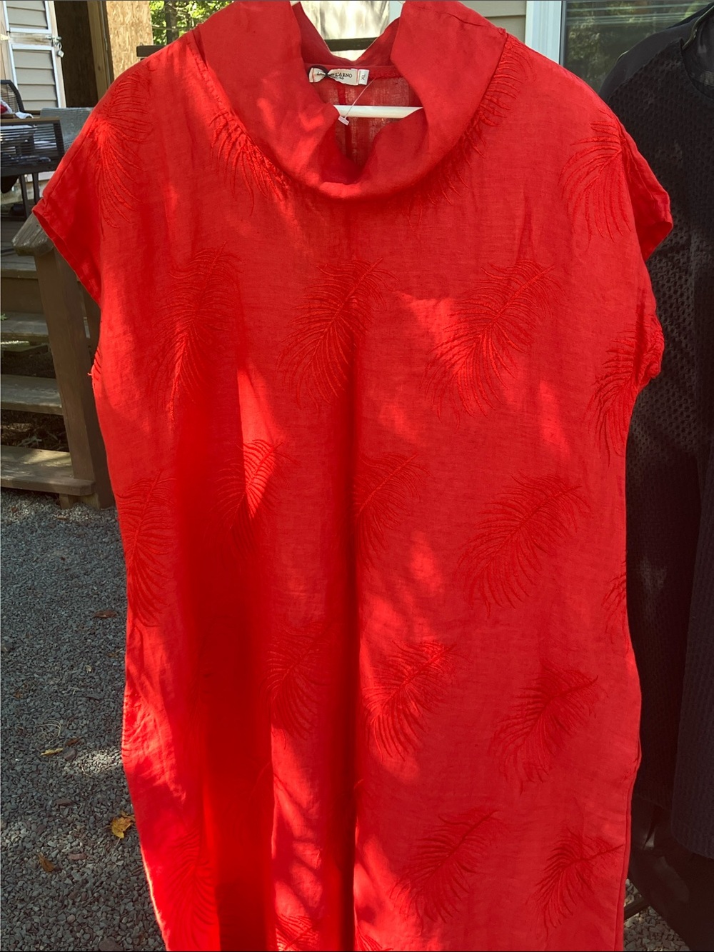 Red Textured Cowl Neck Maxi Dress